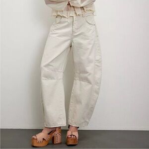 free people barrel jeans “oatmilk” size 30